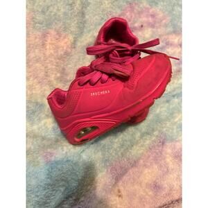 SKECHERS Girls Hot Pink Uno Night Shade Air Cooled Memory Foam